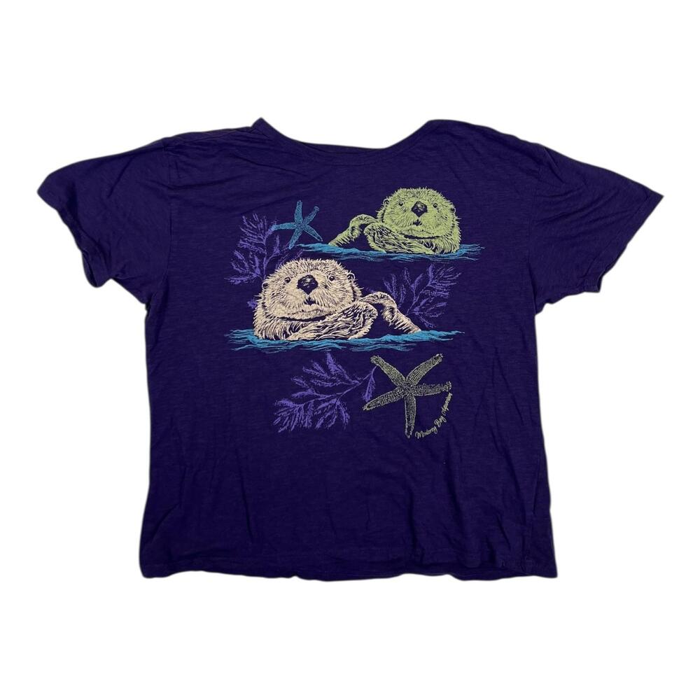 Sea Otter Monterey Bay Aquarium T-Shirt Womens XXL Purple 1